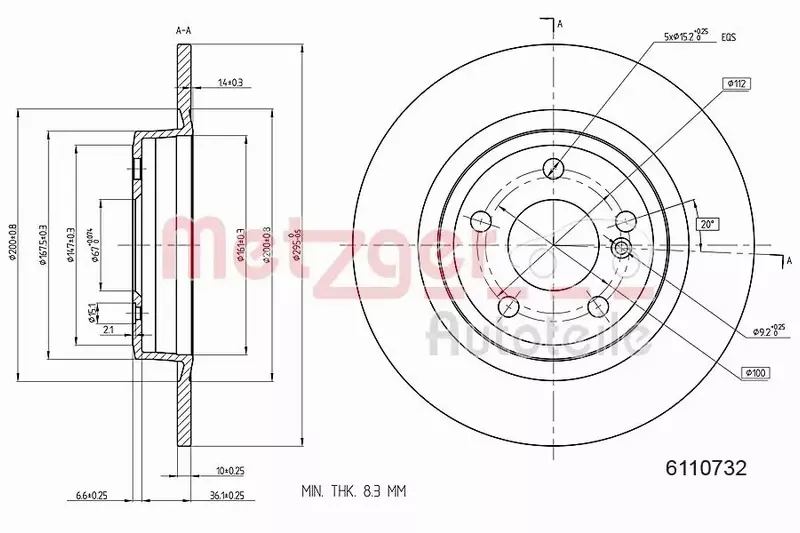 METZGER TARCZA HAMULCOWA 6110732 