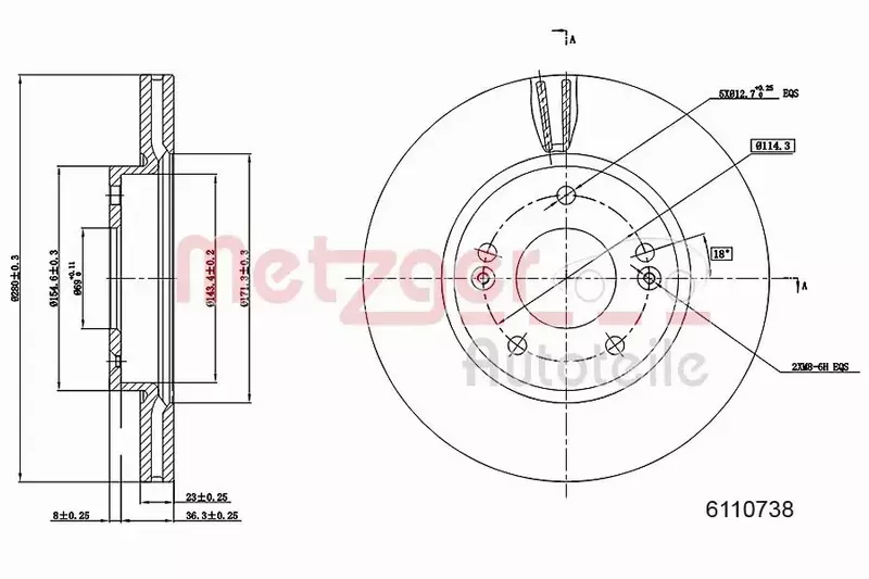 METZGER TARCZA HAMULCOWA 6110738 