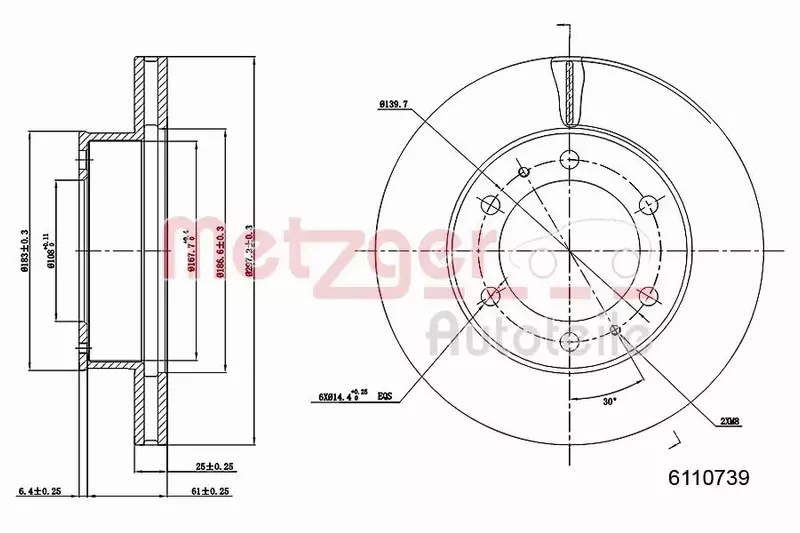 METZGER TARCZA HAMULCOWA 6110739 