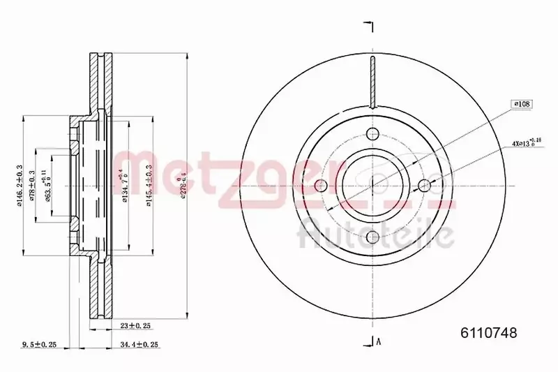 METZGER TARCZA HAMULCOWA 6110748 