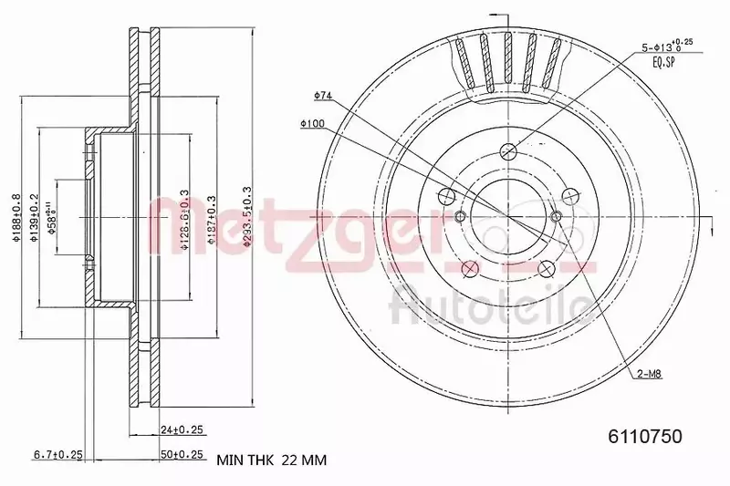 METZGER TARCZA HAMULCOWA 6110750 