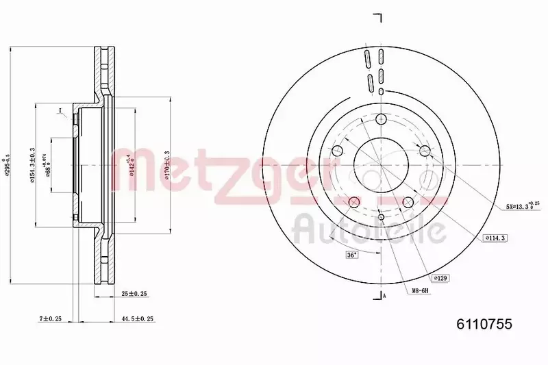 METZGER TARCZA HAMULCOWA 6110755 