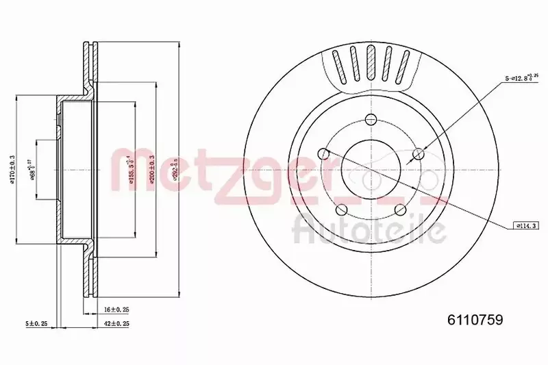 METZGER TARCZA HAMULCOWA 6110759 