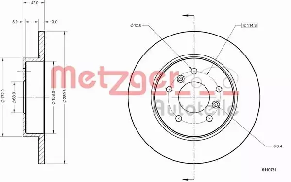 METZGER TARCZA HAMULCOWA 6110761 