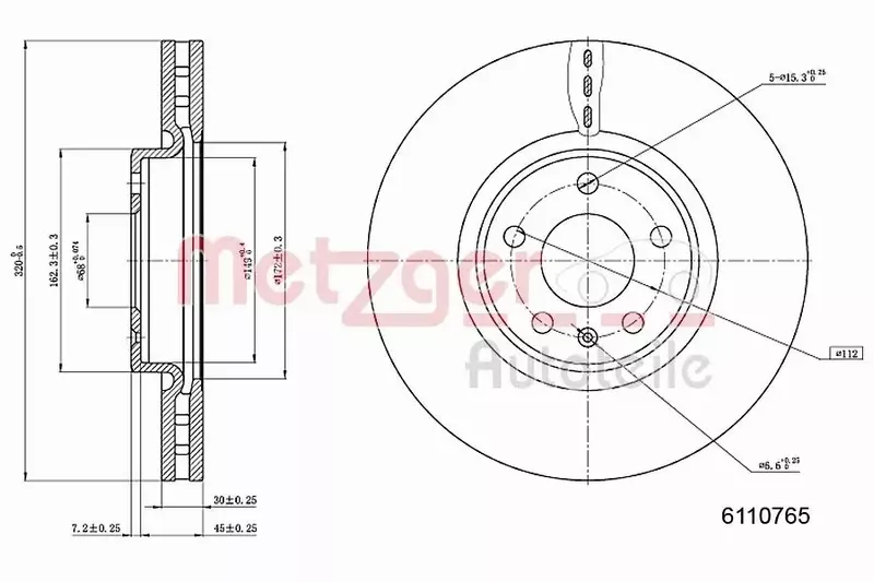 METZGER TARCZA HAMULCOWA 6110765 