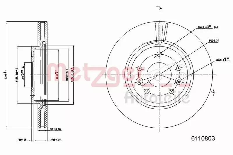 METZGER TARCZA HAMULCOWA 6110803 