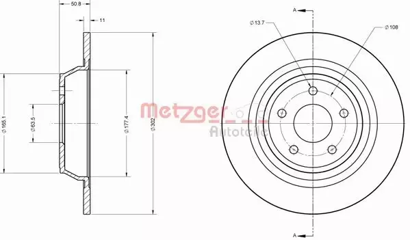 METZGER TARCZA HAMULCOWA 6110813 