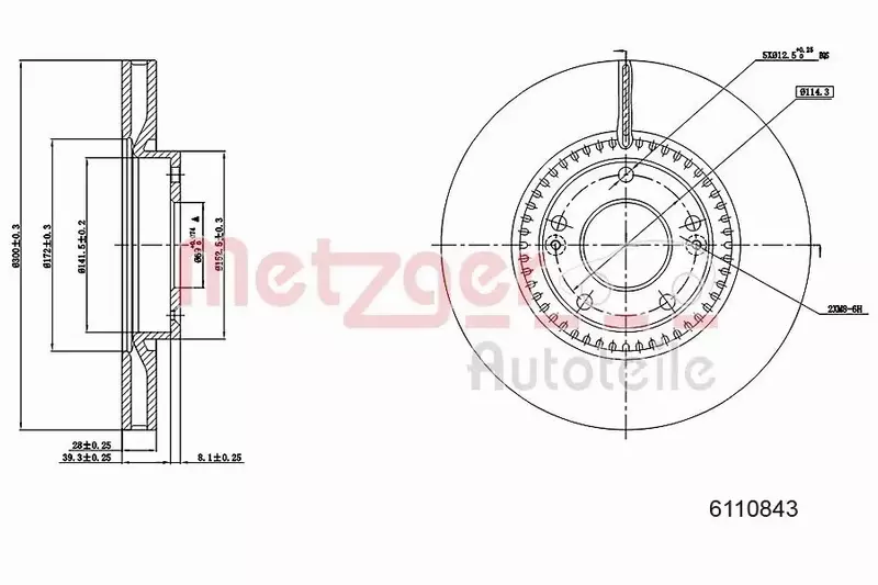 METZGER TARCZA HAMULCOWA 6110843 