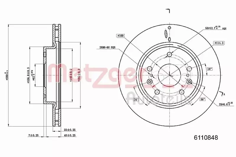 METZGER TARCZA HAMULCOWA 6110848 