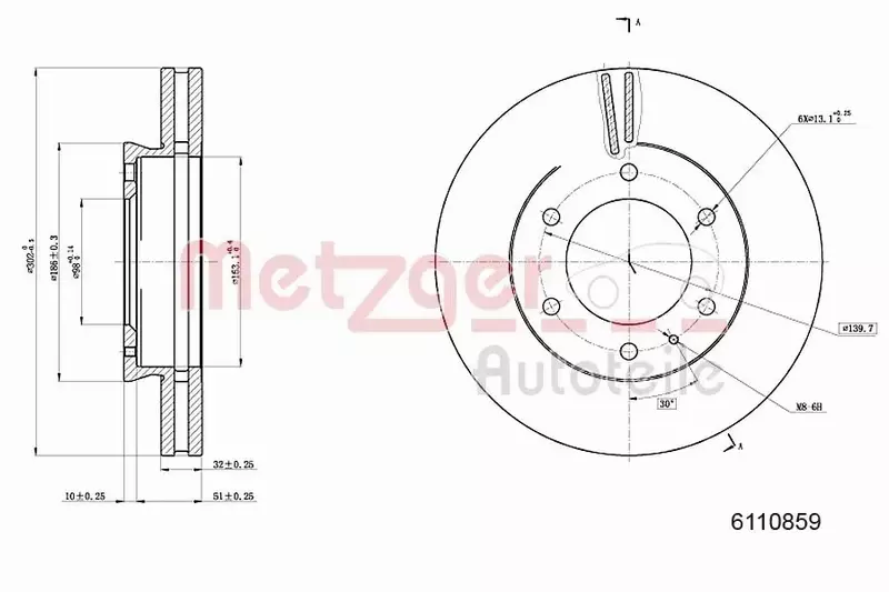 METZGER TARCZA HAMULCOWA 6110859 