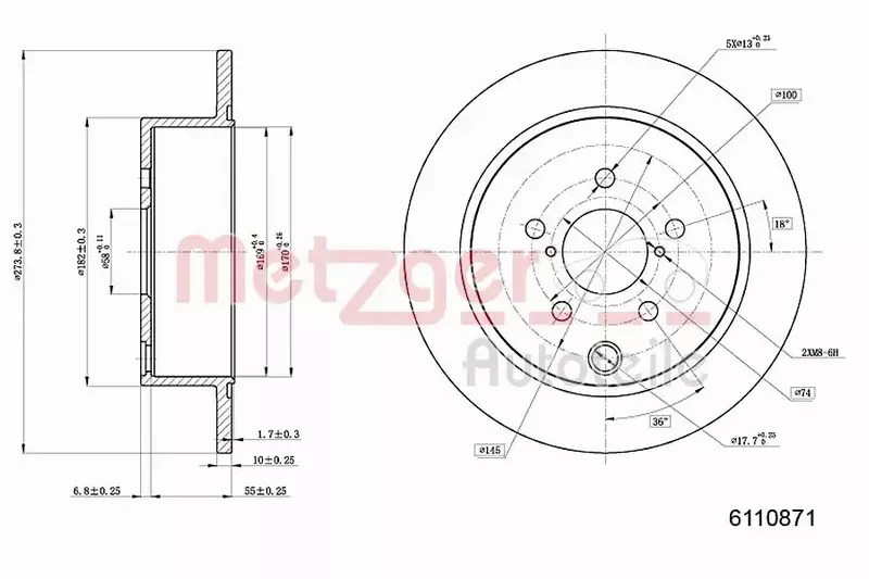 METZGER TARCZA HAMULCOWA 6110871 