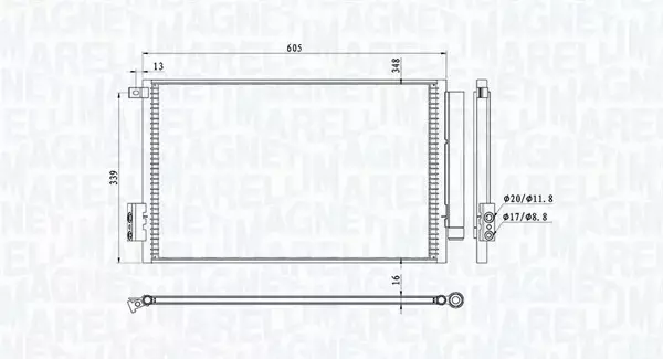 MAGNETI MARELLI CHŁODNICA KLIMATYZACJI 350203814000 