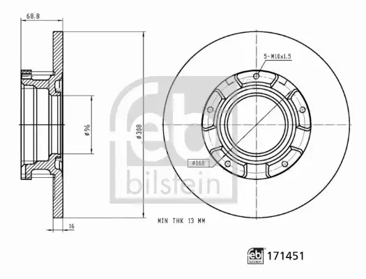 FEBI BILSTEIN TARCZA HAMULCOWA 171451 