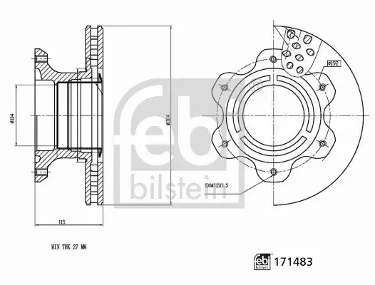 FEBI BILSTEIN TARCZA HAMULCOWA 171483 