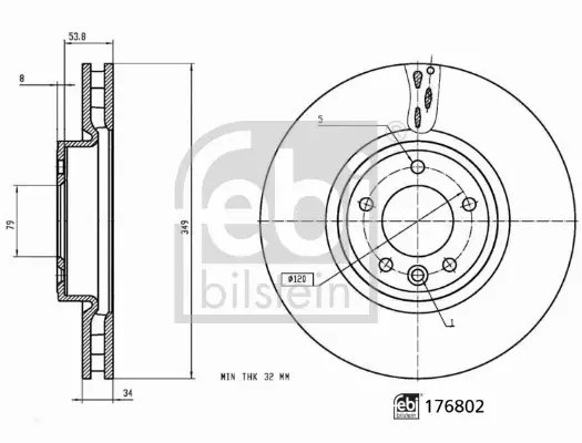 FEBI BILSTEIN TARCZA HAMULCOWA 176802 