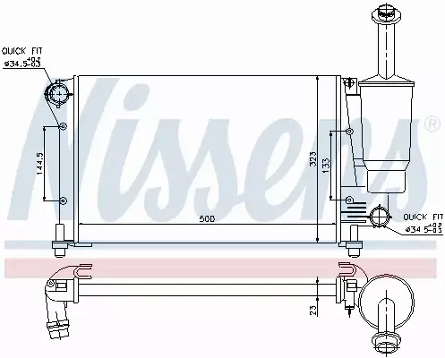 NISSENS CHŁODNICA WODY FIAT PANDA 1.1 1.2 