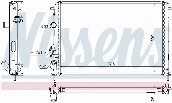 NISSENS CHŁODNICA WODY RENAULT MEGANE I SCENIC I 