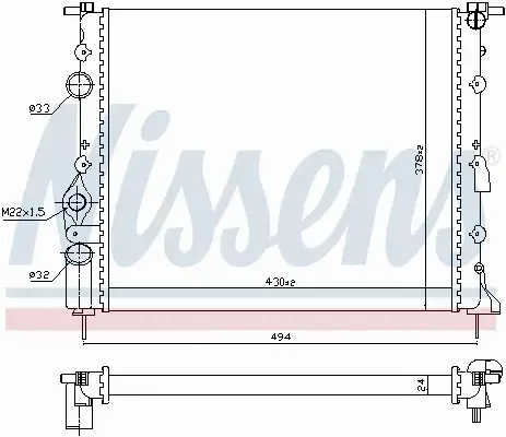 NISSENS CHŁODNICA WODY RENAULT MEGANE I SCENIC I 