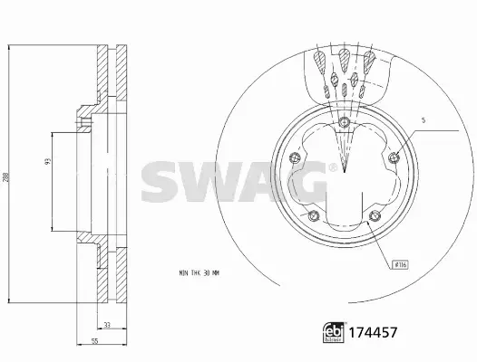 SWAG TARCZA HAMULCOWA 33 10 2209 