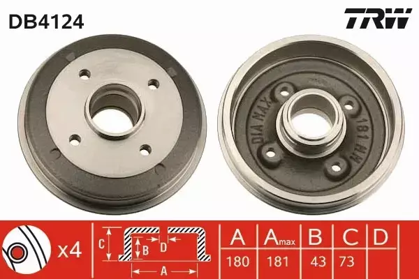 TRW BĘBEN HAMULCOWY TYŁ DB4124 