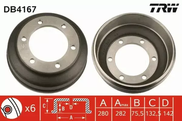 TRW BĘBEN HAMULCOWY TYŁ DB4167 