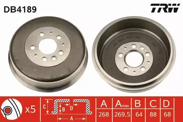 TRW BĘBEN HAMULCOWY TYŁ DB4189 