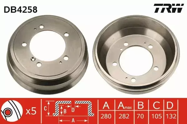 TRW BĘBEN HAMULCOWY TYŁ DB4258 