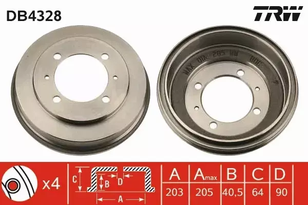 TRW BĘBEN HAMULCOWY TYŁ DB4328 