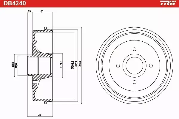 TRW BĘBEN HAMULCOWY TYŁ NISSAN NOTE (E11, NE11) 