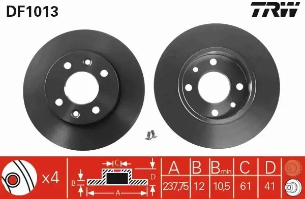 TRW TARCZE+KLOCKI PRZÓD DACIA LOGAN 238MM 