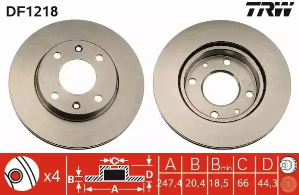 TRW TARCZE+KLOCKI PRZÓD PEUGEOT 205 I II 247MM 