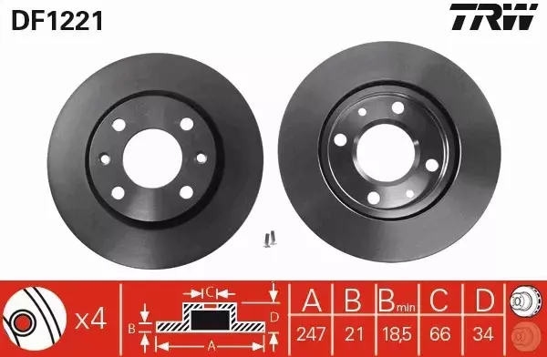 TRW TARCZE+KLOCKI PRZÓD PEUGEOT 206 206+ 247MM 