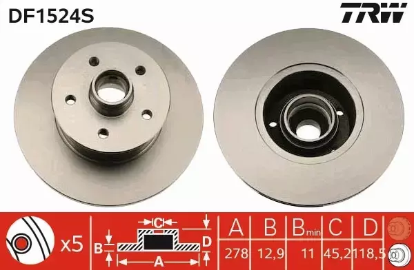 TRW TARCZA HAMULCOWA DF1524S 