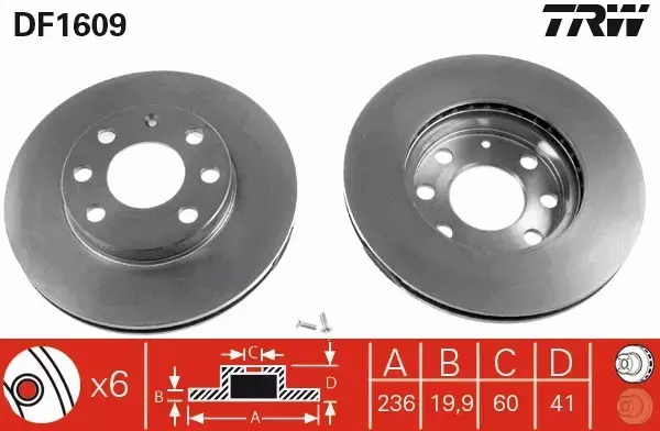 TRW TARCZE+KLOCKI PRZÓD OPEL VECTRA A 236MM 