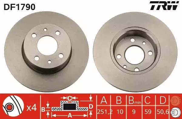 TRW TARCZA HAMULCOWA ALFA ROMEO 164 FIAT STILO 