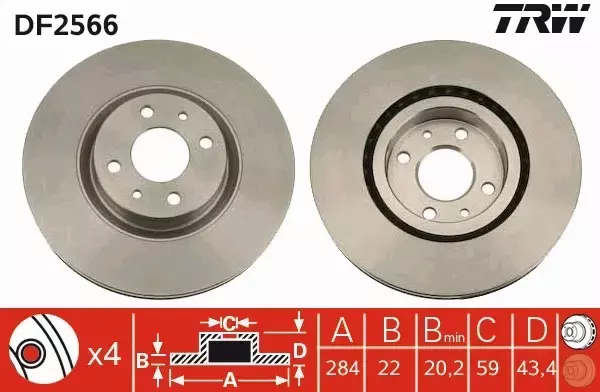 TRW TARCZE + KLOCKI PRZÓD FIAT LINEA IDEA 500 