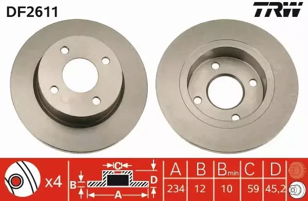 TARCZE TRW + KLOCKI TRW NISSAN MICRA K11 KOMPLET 