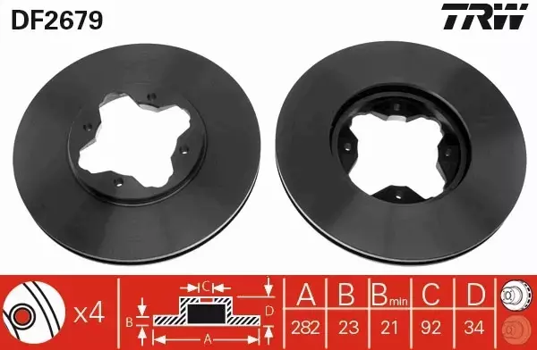 TRW TARCZE HAMULCOWE PRZÓD DF2679 