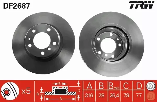 TRW TARCZE+KLOCKI PRZÓD BMW 7 E38 314MM 