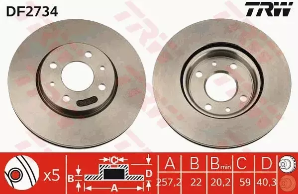 TRW TARCZE + KLOCKI PRZÓD FIAT LINEA 500 257MM 