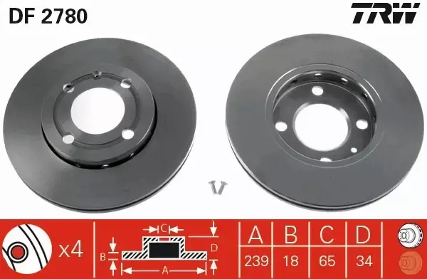 TRW TARCZE+KLOCKI PRZÓD VW POLO 6N LUPO 6X 239MM 