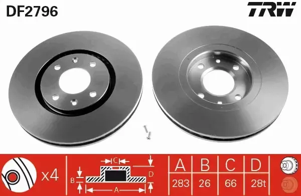 TRW TARCZE PRZÓD CITROEN PEUGEOT 406 XANTIA 283MM 