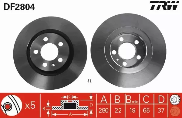 TRW DTEC TARCZE+KLOCKI PRZÓD AUDI A3 8L1 280MM 