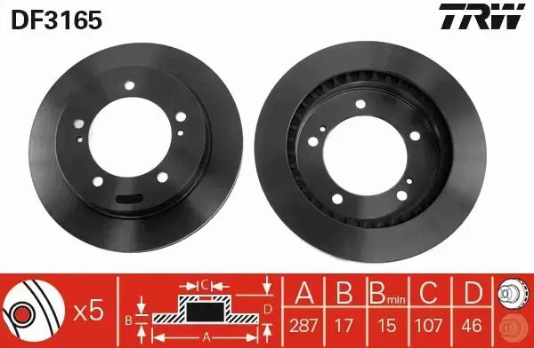 TRW TARCZE HAMULCOWE PRZÓD DF3165 