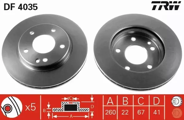 TRW TARCZE PRZÓD MERCEDES KLASA A W168 A160 A170CD 