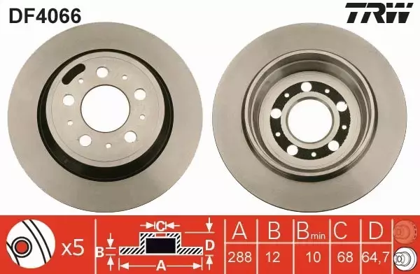 TRW TARCZE+KLOCKI TYŁ VOLVO S60 S80 V70 I II 288MM 