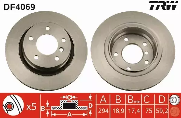 TRW TARCZE+KLOCKI TYŁ BMW 3 E46 294MM 