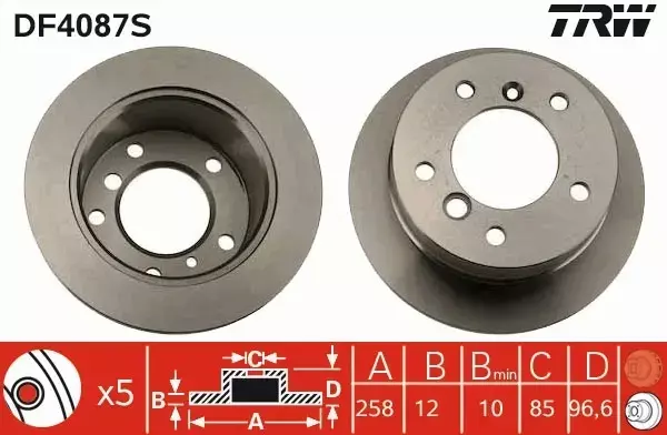 TRW TARCZE+KLOCKI TYŁ MERCEDES SPRINTER 902 258MM 