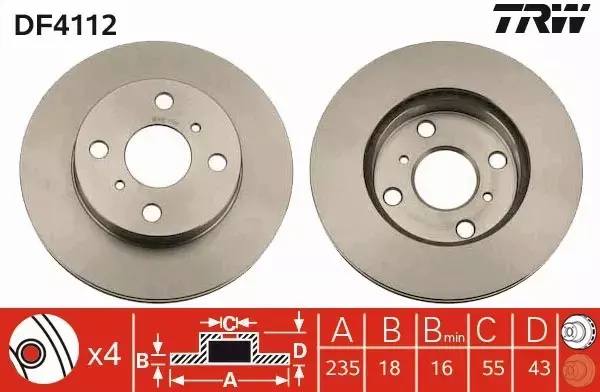 TRW TARCZE+KLOCKI PRZÓD TOYOTA YARIS P1 235MM 