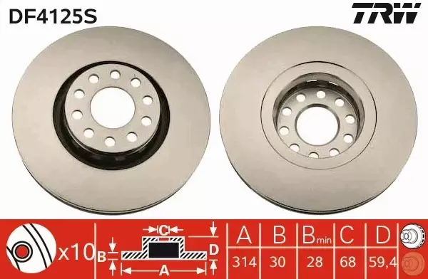 TRW TARCZE+KLOCKI PRZÓD AUDI A8 D2 314MM 